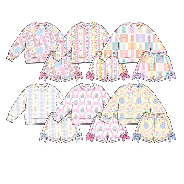 MOQ:5 pcs pre-order Each Style Easter Bunny Girls Shorts Set-2026.8.28
