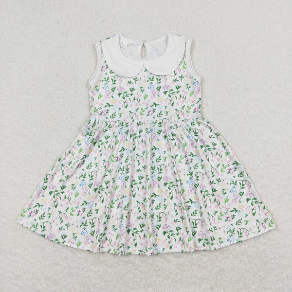 GSD0885 RTS toddler clothes floral baby girl summer dress summer twirl dress