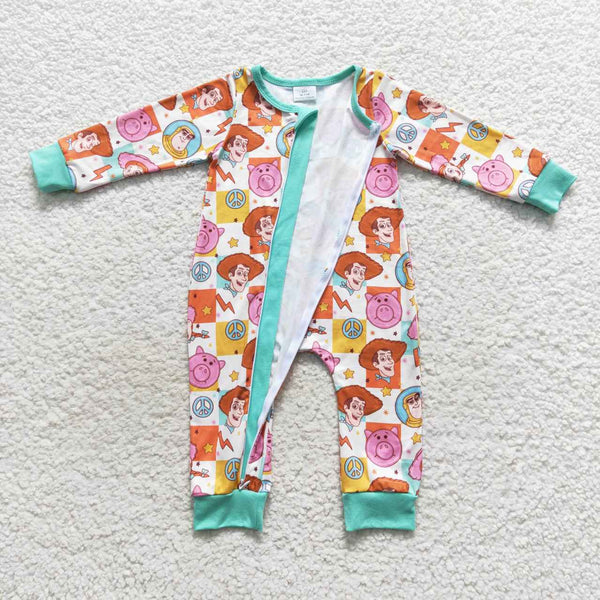 LR0558 baby girl clothes cartoon zipper winter romper