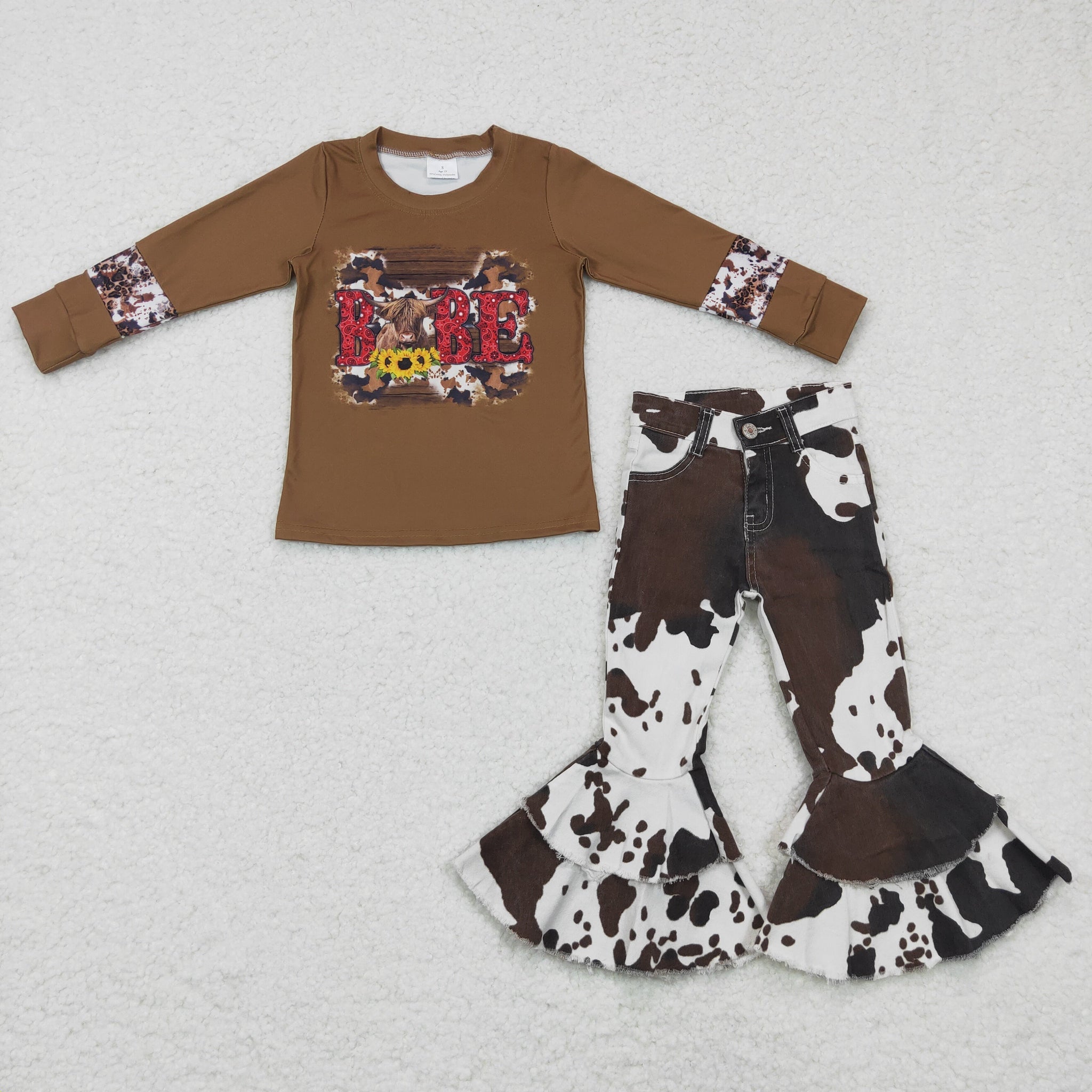 GLP0402 baby girl clothes cow brown winter outfits