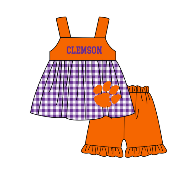 Produce order MOQ:5pcs each design  kids state summer clothing set matching clothes A100