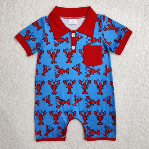 SR2460 RTS baby boy clothes crawfish boy summer romper