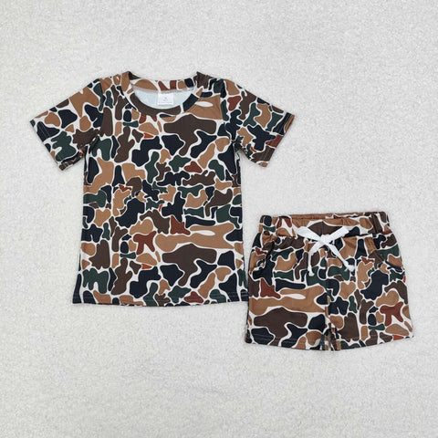 BSSO1102 RTS kids clothes wholesale toddler boy clothes camouflage boy summer shorts set