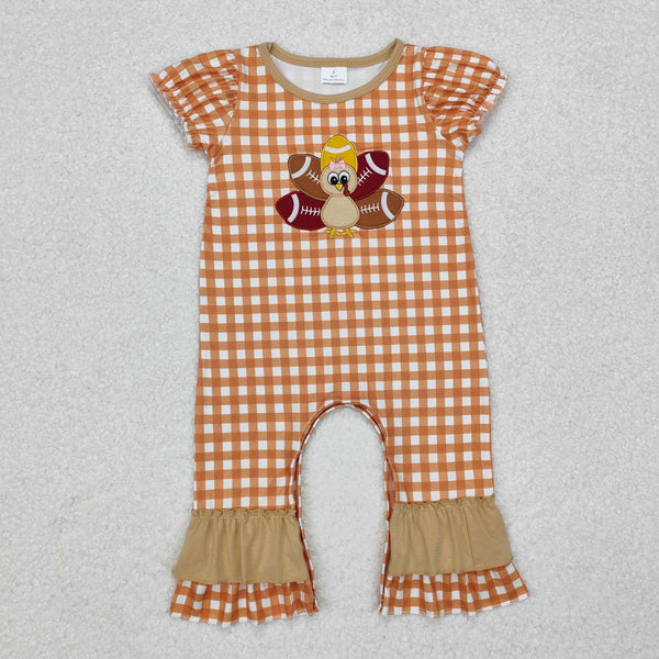 SR1886 RTS baby girl clothes turkey toddler girl thanksgiving day summer romper embroidery