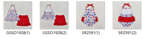 RTS girl summer matching clothes bow 4th of July girl summer clothes