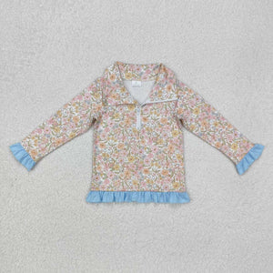 GT0722 RTS baby girl clothes floral girl winter top girl shirt