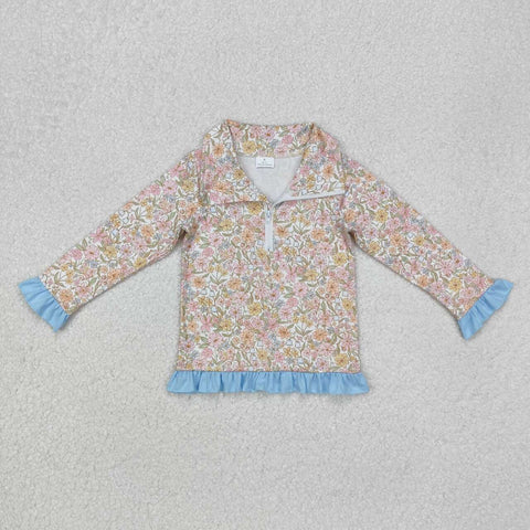 GT0722 RTS baby girl clothes floral girl winter top girl shirt