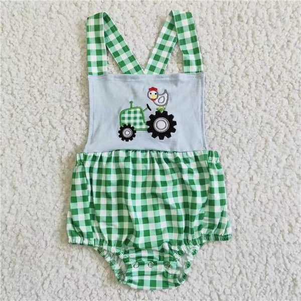 kids clothing summer farm emboridery boy bubble