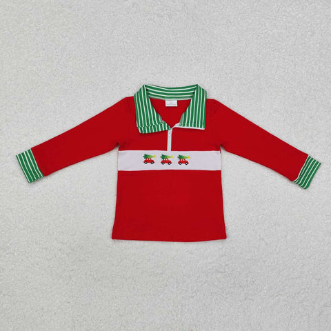 BT0930 RTS toddler boy clothes xmas tree boy winter top pullover embroidery