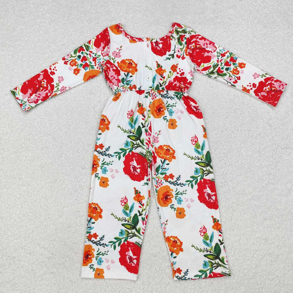 LR1837 RTS baby girl clothes floral girl autumn  jumpsuit fall romper