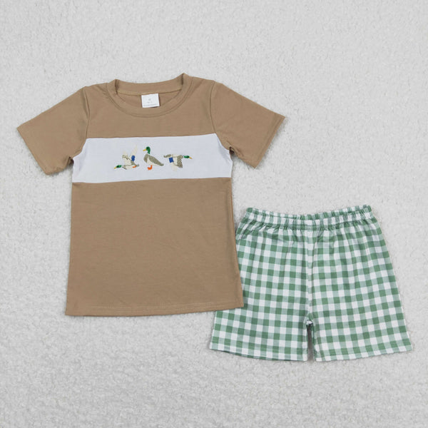 BSSO0608 baby boy clothes embroidery mallard embroidery toddler boy summer outfit 3-6M to 2XL