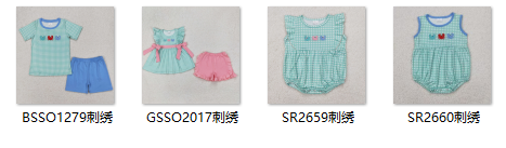 RTS kids matching clothing crab embroidery summer clothing