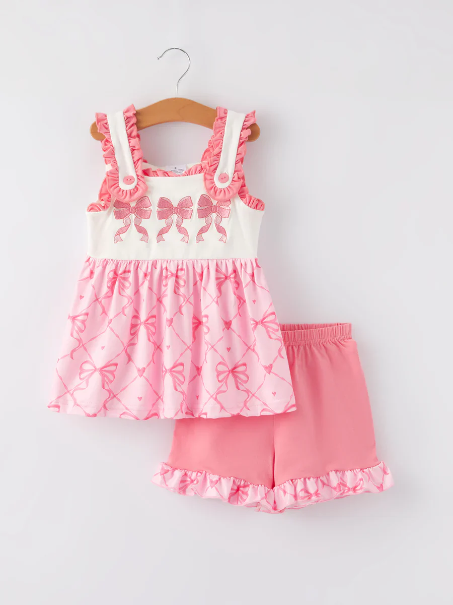 Order Deadline:14th Mar. Split order baby girl clothes bows girl summer shorts set