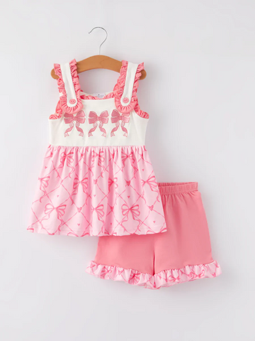 Order Deadline:14th Mar. Split order baby girl clothes bows girl summer shorts set