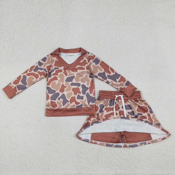 GLD1476 RTS baby girl clothes camo print toddler girl skirt outfit