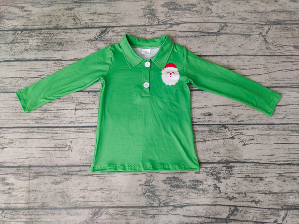 BT0073 green santa claus boys shirts boys christmas shirt