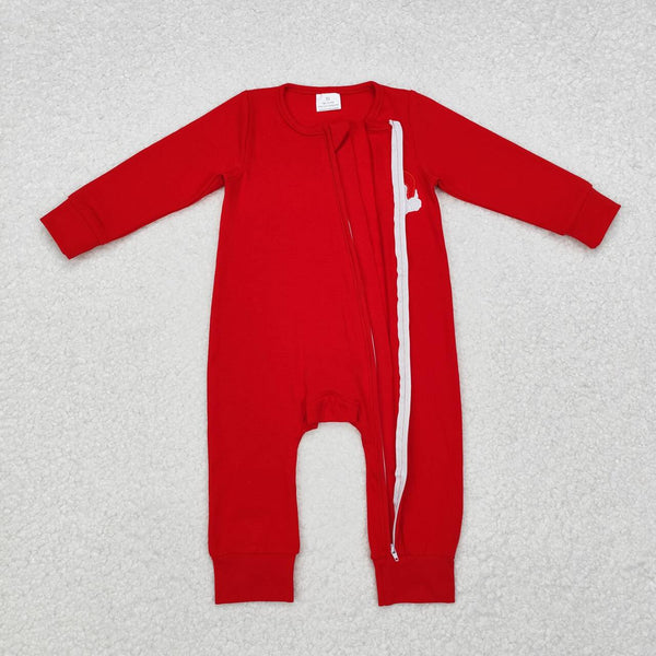 LR2052 RTS baby boy clothes red santa claus embroidery cotton boy christmas romper