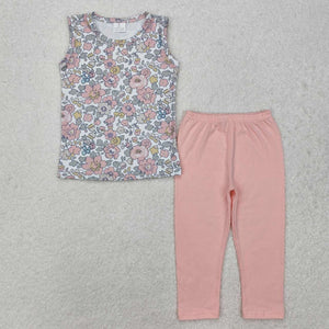 GSPO1919 RTS  toddler girl clothes floral girl fall spring set pants set