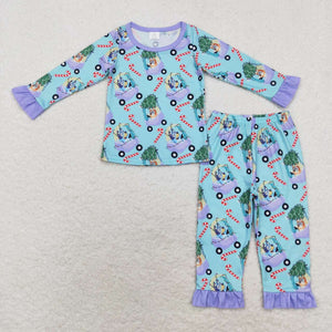 GLP1535 RTS toddler girl clothes cartoon dog girl christmas winter pajamas set