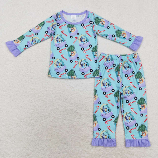 GLP1535 RTS toddler girl clothes cartoon dog girl christmas winter pajamas set