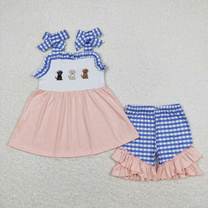 GSSO0630 baby girl clothes embroidery puppy toddler girl summer outfit