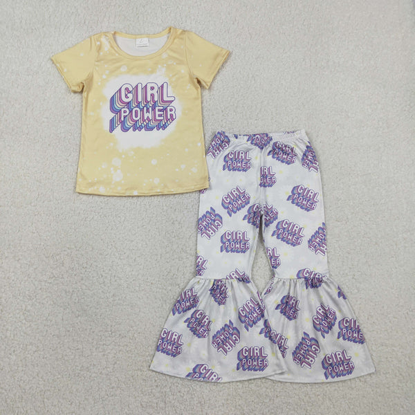 GSPO1092 RTS toddler girl clothes girl power girl bell bottom outfit