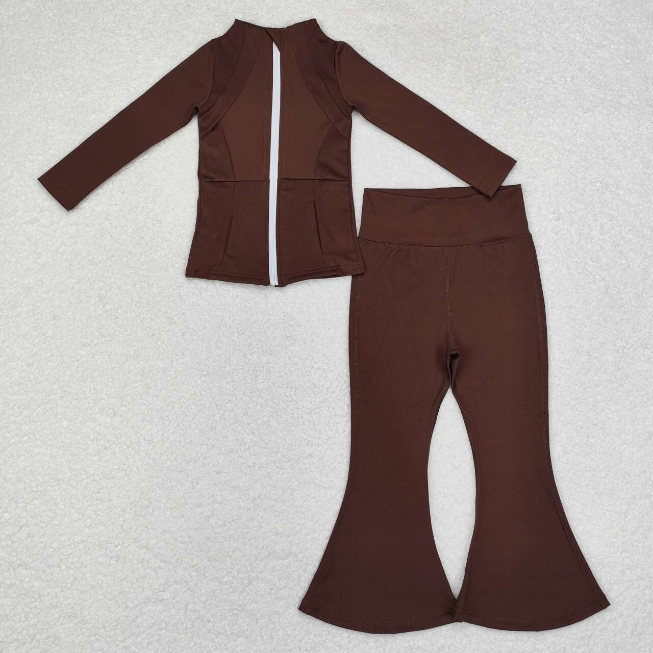 GLP1552 RTS toddler girl clothes brown girl winter top yoga clothes zipper outfit