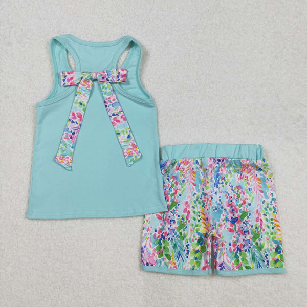 GSSO1982 RTS girl clothes seagrass pocket girl summer outfit girl shorts set