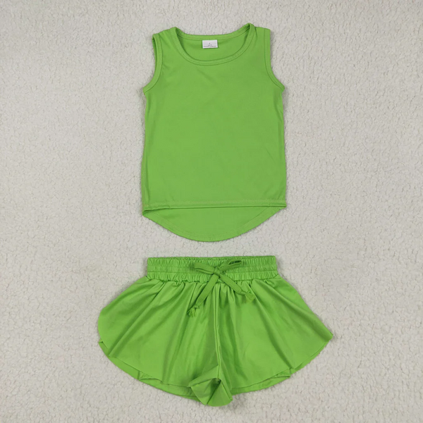 RTS toddler clothes matching clothing solid color set kids summer yoga clothing