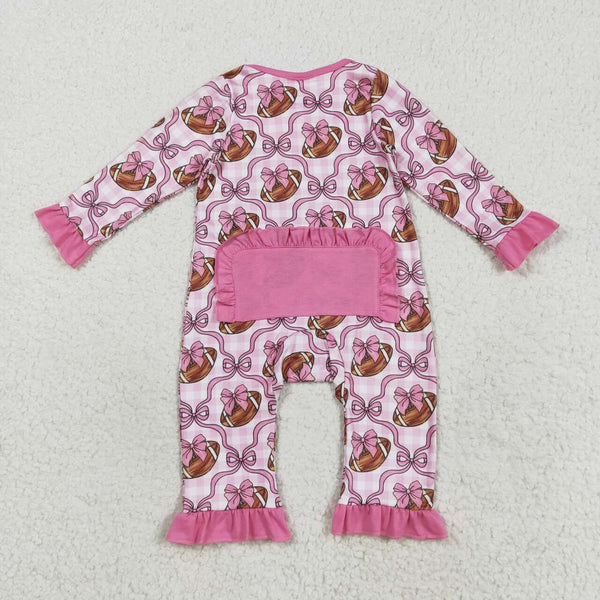 LR2361 RTS baby girl clothes football girl winter  romper zip romper