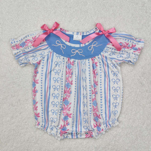SR2131 RTS baby girl clothes bow grandmillennial girl summer bubble embroidery