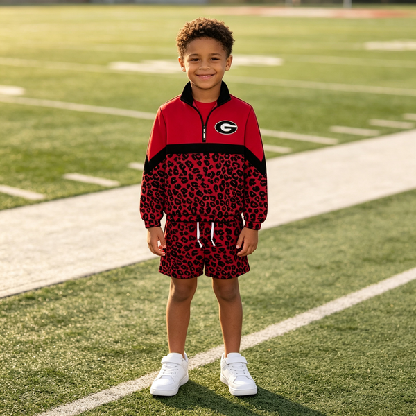 Custom order MOQ:5pcs each design kids boy winter outfit long sleeve shorts set state winter clothes 8