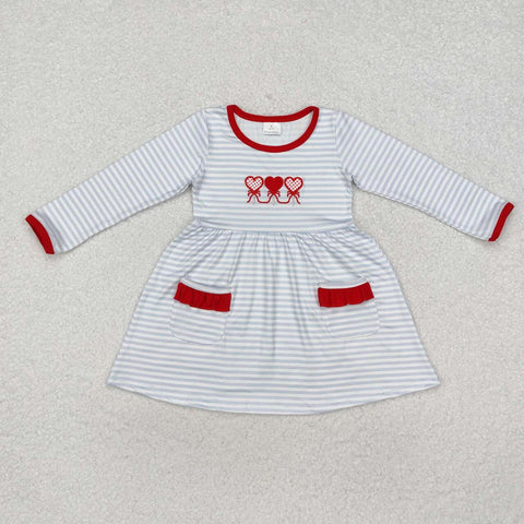 GLD0884 RTS toddler girl clothes heart girl winter valentine's day dress-embroidery