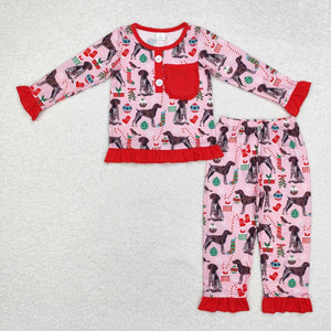 GLP1522 RTS  toddler girl clothes dog girl winter christmas pajamas set