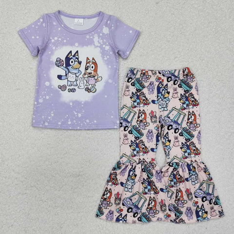 GSPO1788 RTS baby girl clothes cartoon dog bells set girl fall spring outfit