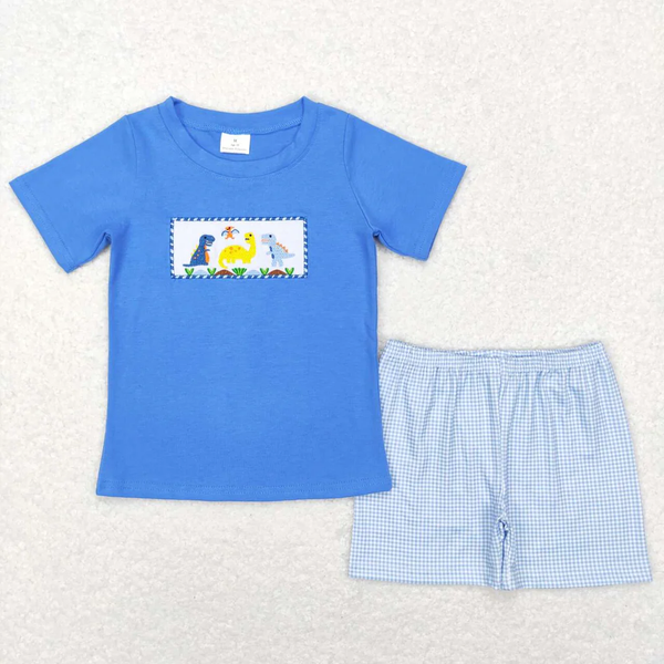 RTS toddler clothes matching clothing embroidery dino crayon print set boys back to shcool day summer clothing-2026.2.28