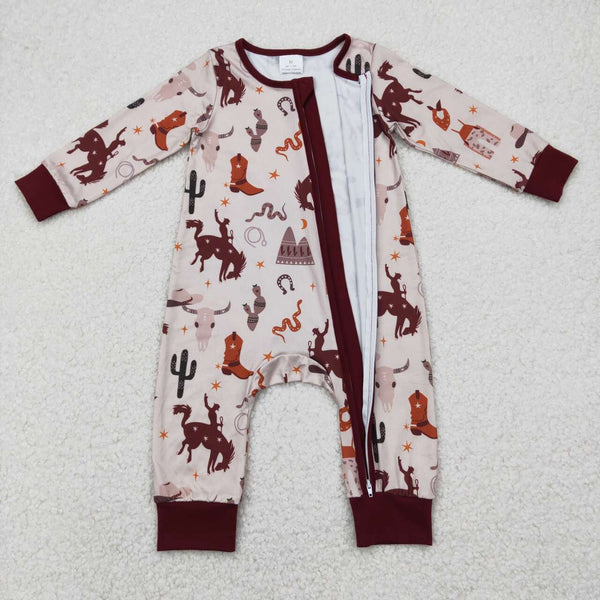 LR2188 RTS baby boy clothes western clothes boy winter romper zip romper