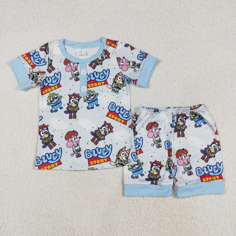 BSSO1240 RTS  boy clothes cartoon dog boy summer outfit