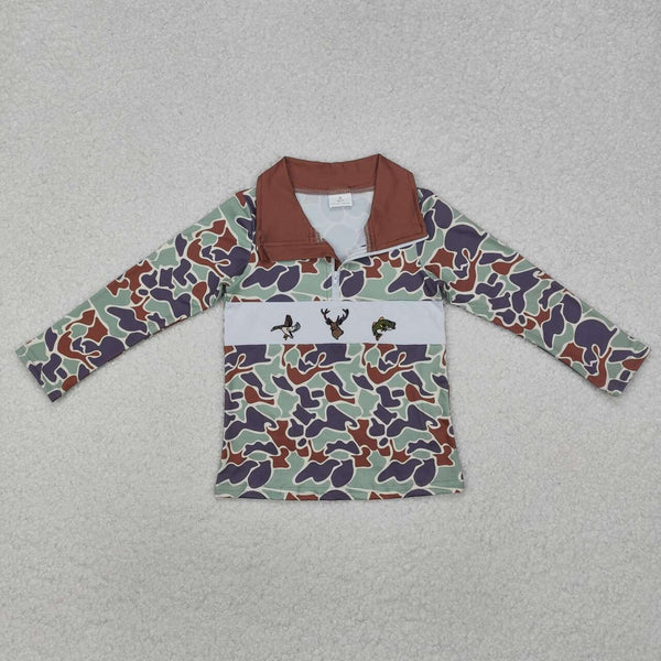 BT0902 RTS toddler boy clothes mallard camo boy winter top pullover embroidery shirt