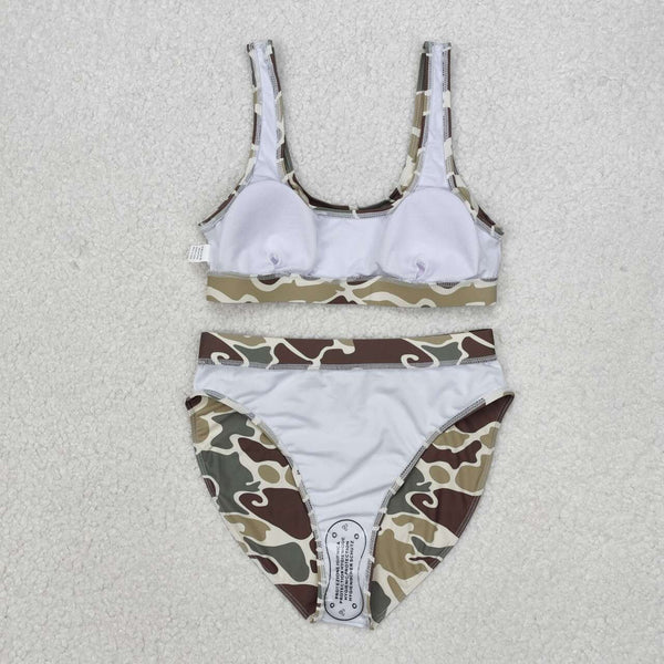 S0476 RTS women clothes adult leopard swim suit 2pcs outfit