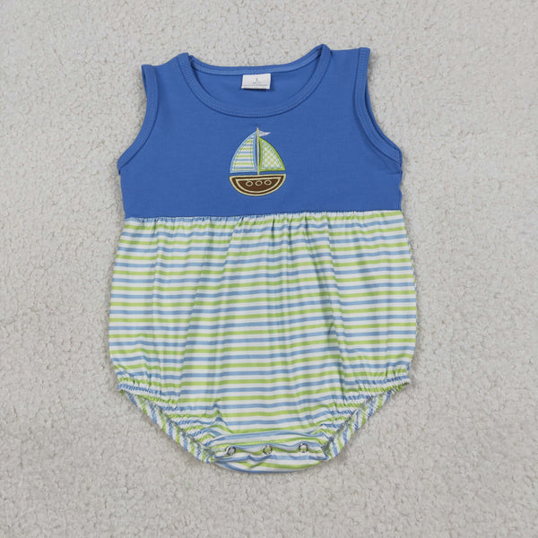 SR3892 RTS baby boy clothes sailing boat toddler boy summer embroidery bubble