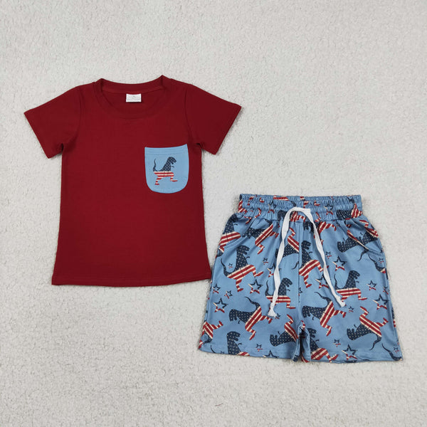 BSSO0519 RTS kids clothes 4th of July clothes boy summer shorts set