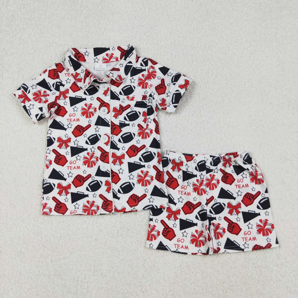 GSSO2674 RTS girl clothes go team toddler girl summer outfit pajamas set