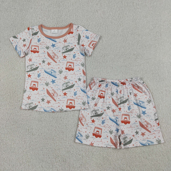 BSSO1904 RTS kids clothes starfish boy 4th of July summer outfit summer shorts set
