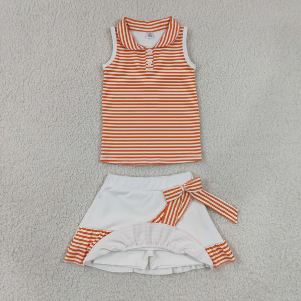 GSD3663 RTS toddler clothes orange  girl yoga summer set sports clothing set