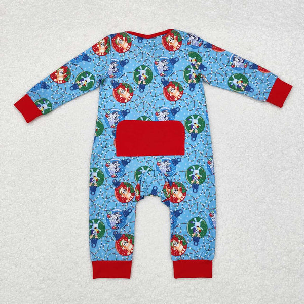 LR1315 RTS baby boy clothes cartoon dog boy christmas winter romper