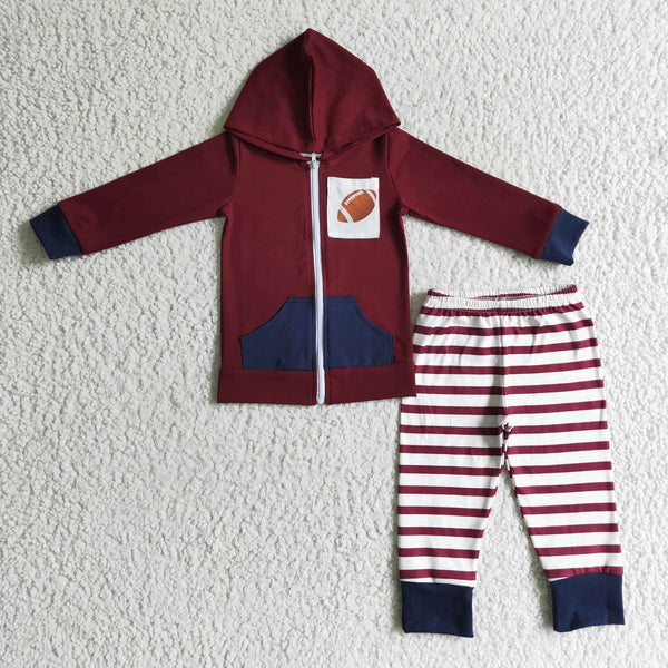 BLP0093 baby boy clothes football zipper outfits-promotion 2025.10.11 $5.5
