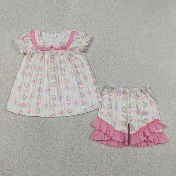 GSSO3445 kids clothes bows girl summer outfit  clothing set summer shorts set