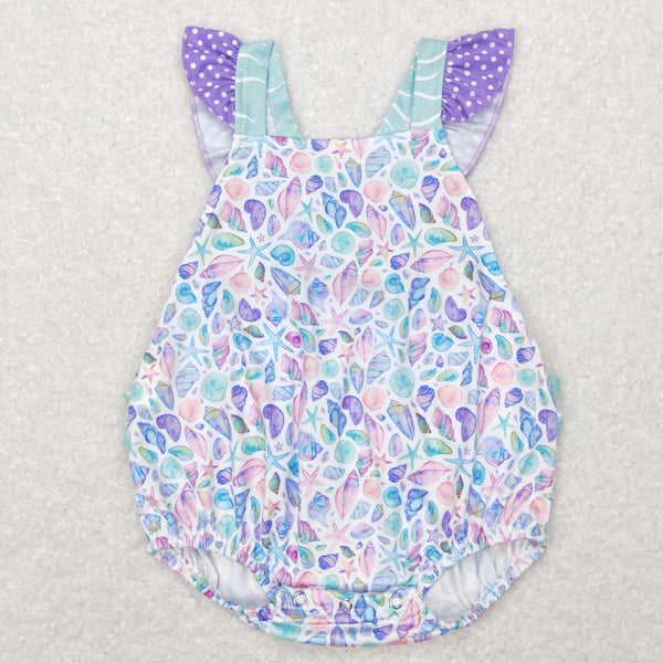 SR0735 baby girl clothes shell girl  summer bubble ruffles romper