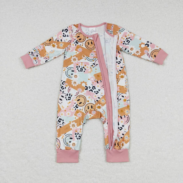 LR0684 baby girl clothes smile  zipper winter romper